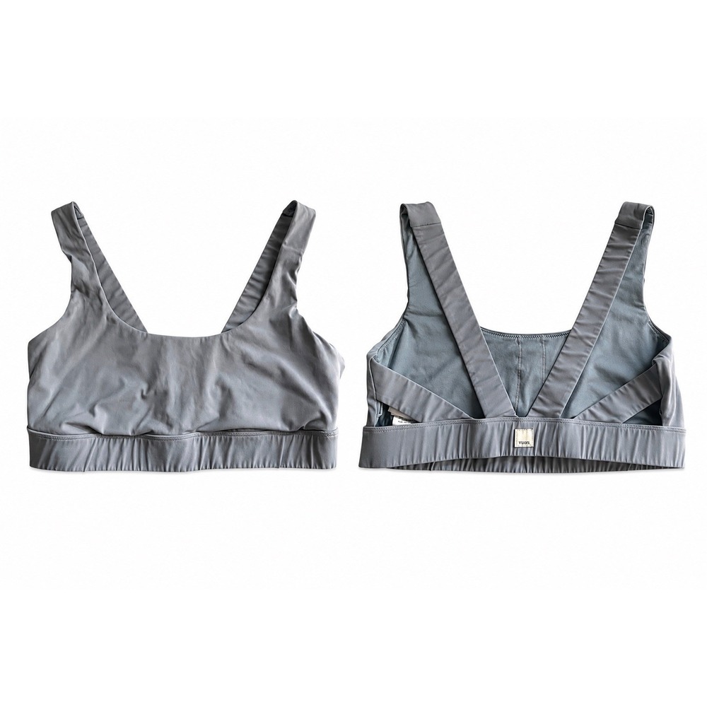 Vuori Strappy Cross Back Sports Bra Blue/Gray Sz M Athleisure Sporty Pilates